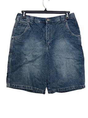 Vintage Route 66 Mens Denim Carpenter Shorts Size 34 Blue Cotton Casual Style